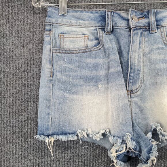 PINK Victorias Secret Jean Shorts Womens Size 6 Blue Denim Distressed Raw Hem - Picture 6 of 11